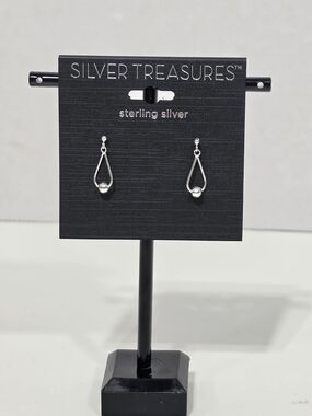 Sterling Silver Teardrop Ball Drop Earrings - Silver